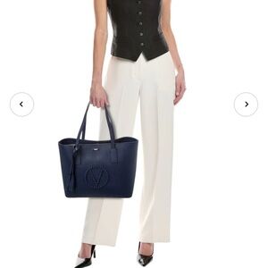 Valentino By Mario Valentino Navy Blue Soho Rock Leather Tote